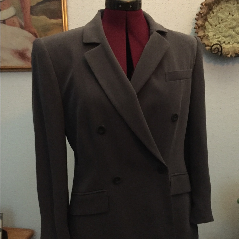 Blue double breasted silk jacket